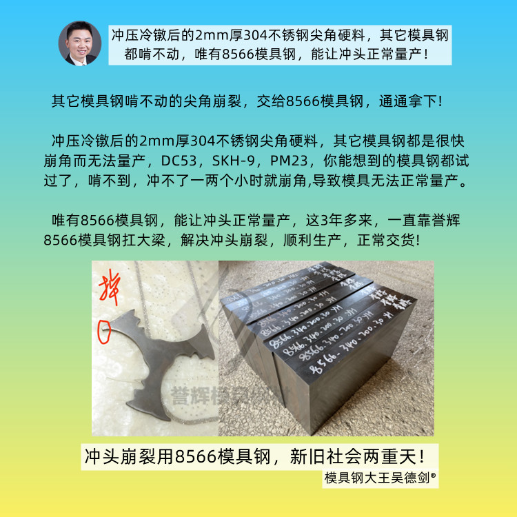 付先生问：冲压不锈钢304，冲头用什么模具钢好？