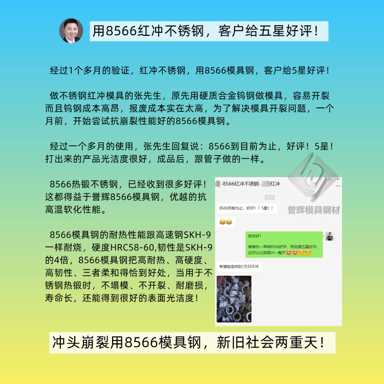 热锻不锈钢方盒，8418模具钢打1200-1300件产品就塌模了，寿命太短。